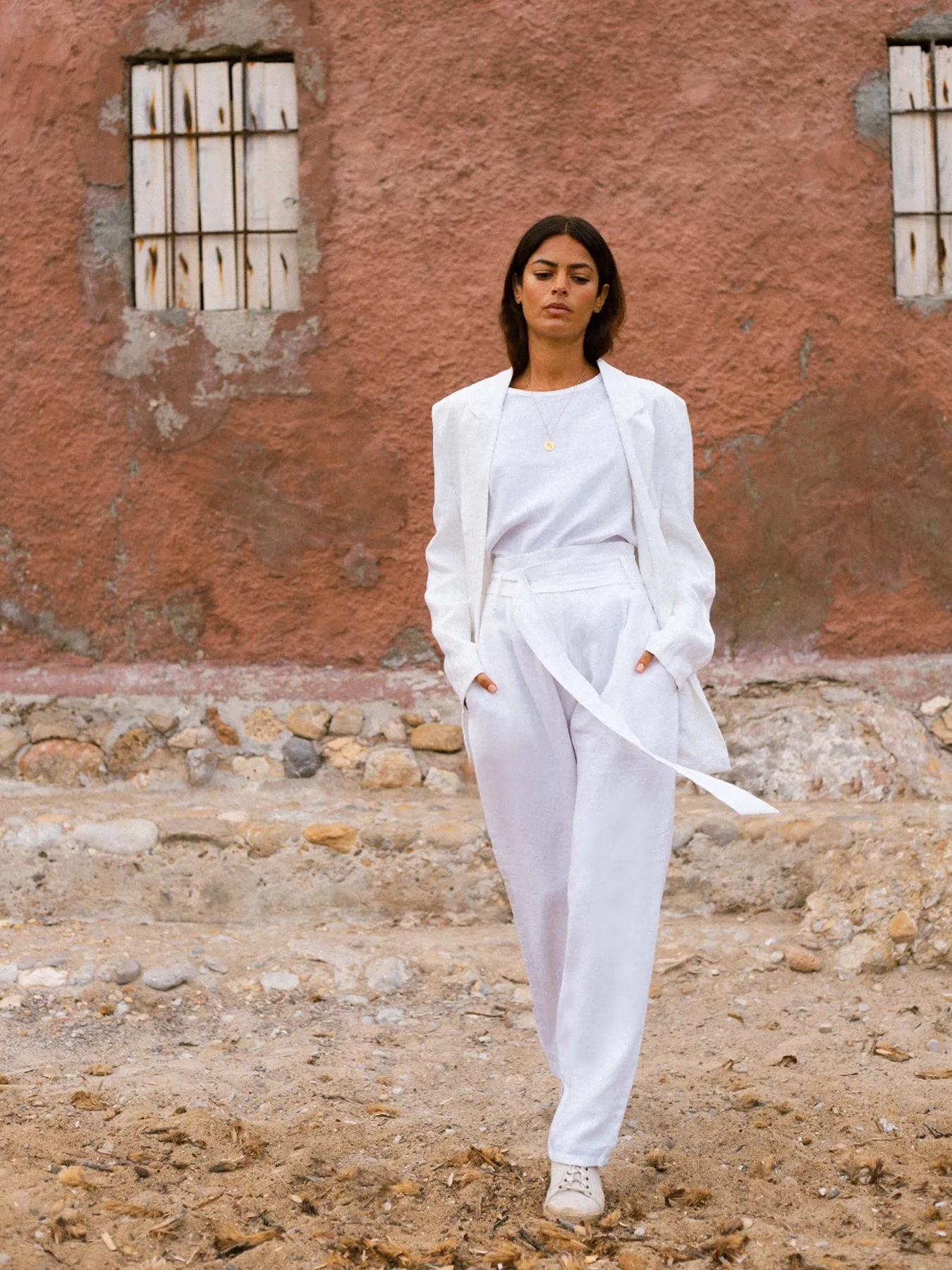 Nomade Linen Suit Trousers, White