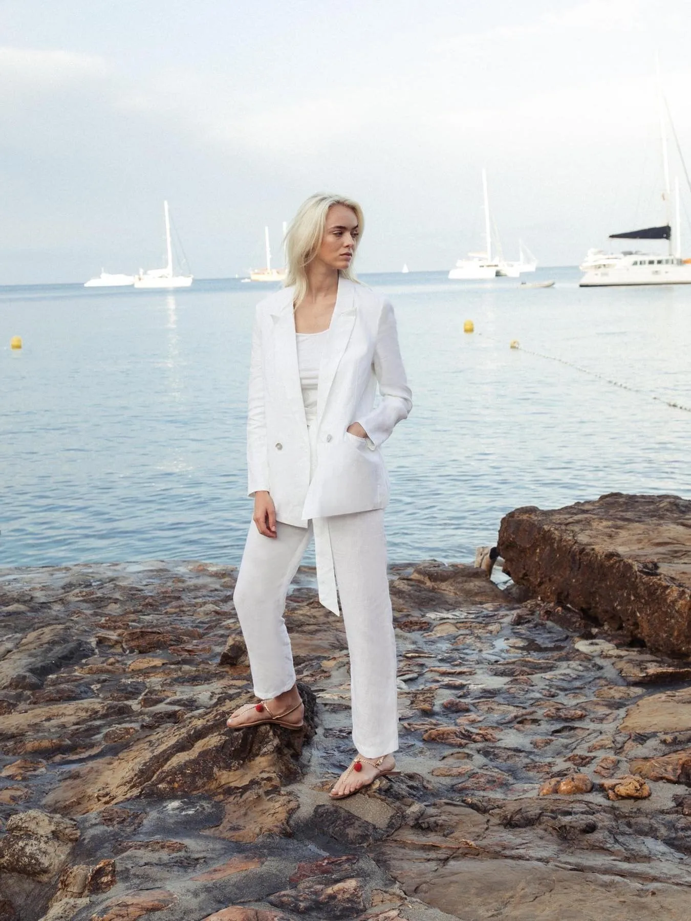 Nomade Linen Suit Trousers, White