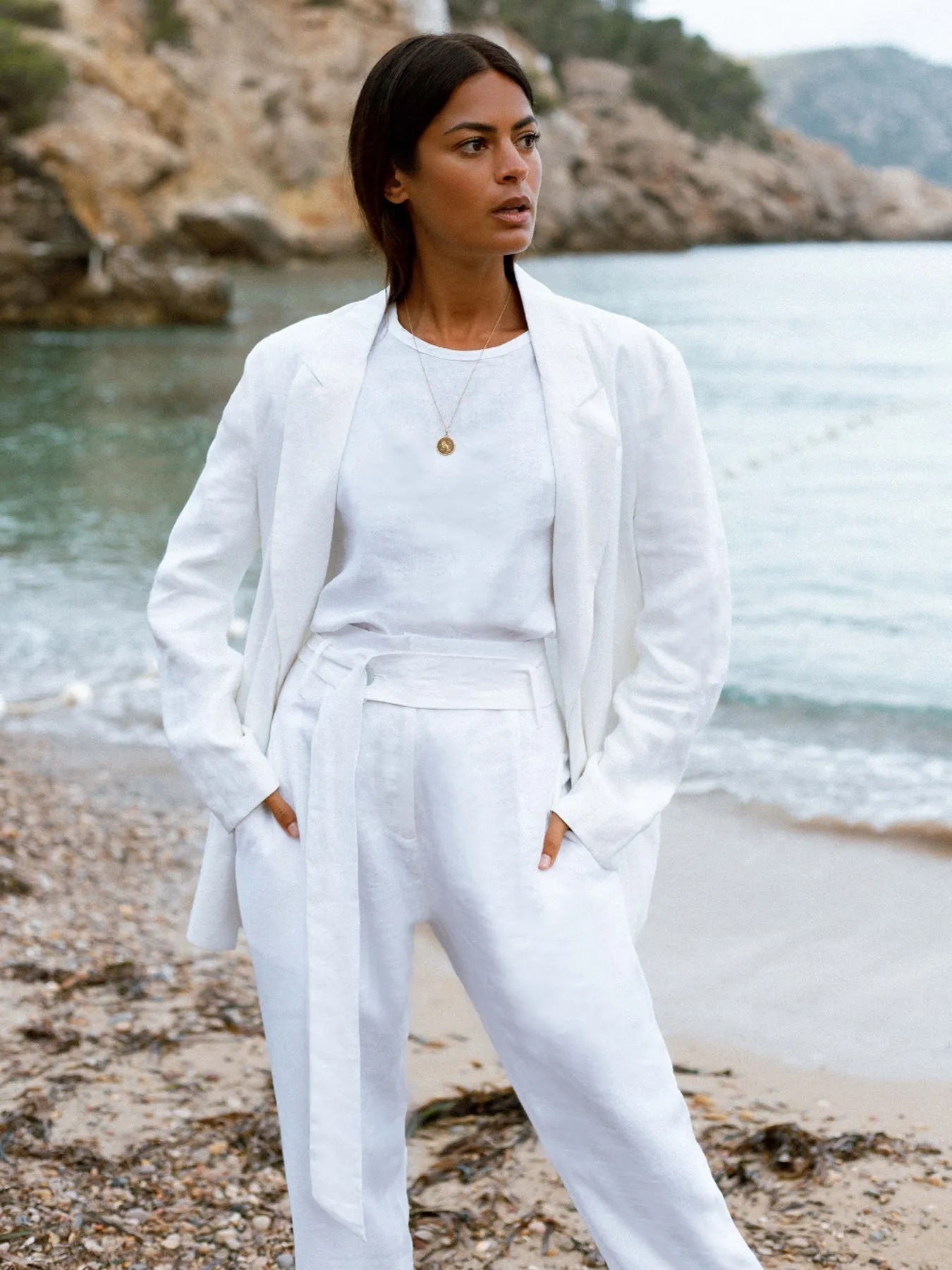 Nomade Linen Suit Trousers, White
