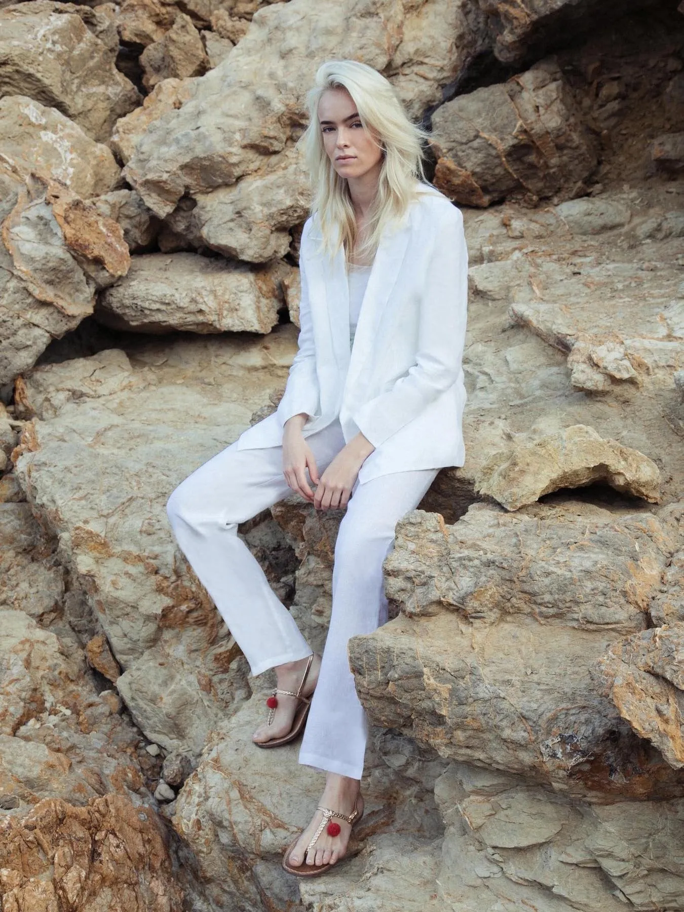Nomade Linen Suit Trousers, White