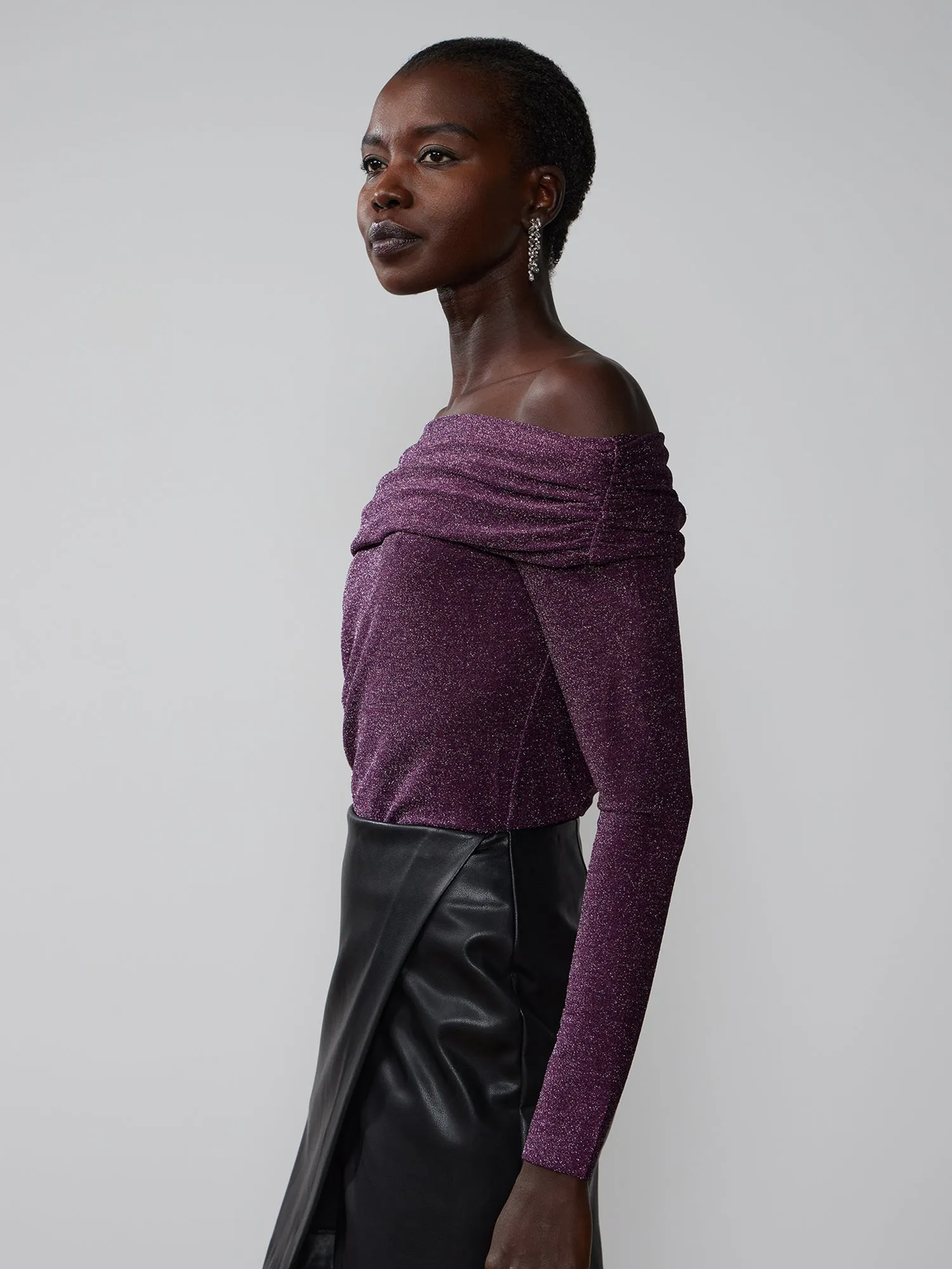 Off Shoulder Lurex Top