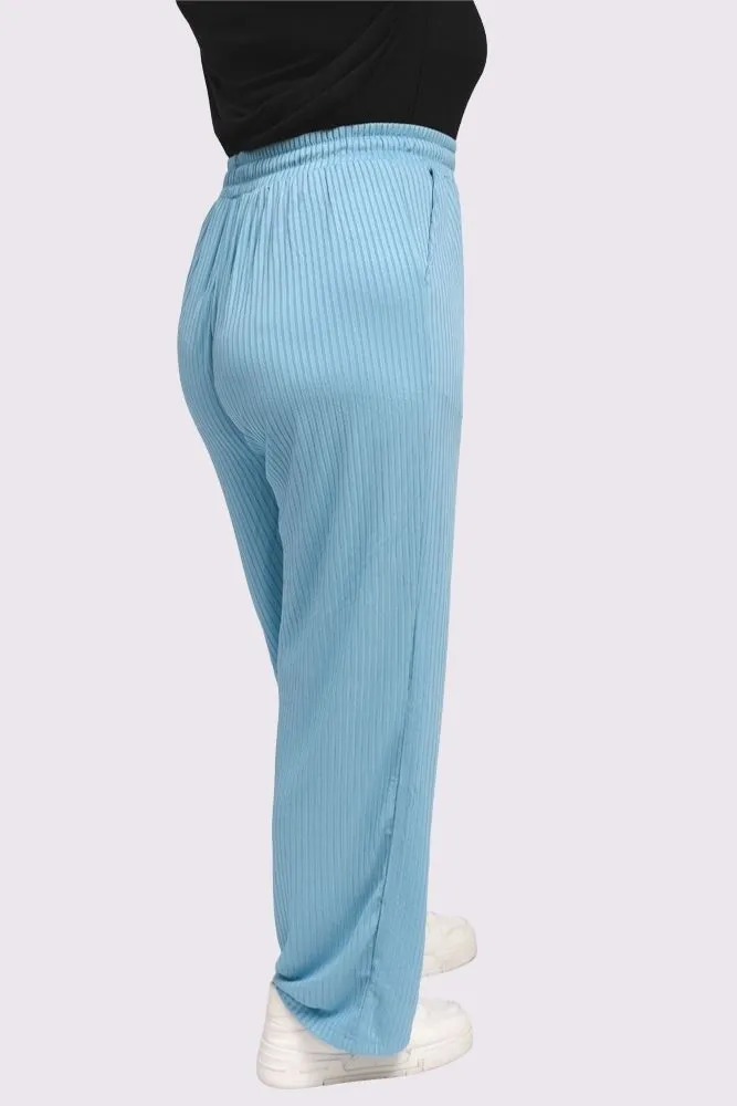 Plain Pleated Drawstring Waistband Trousers
