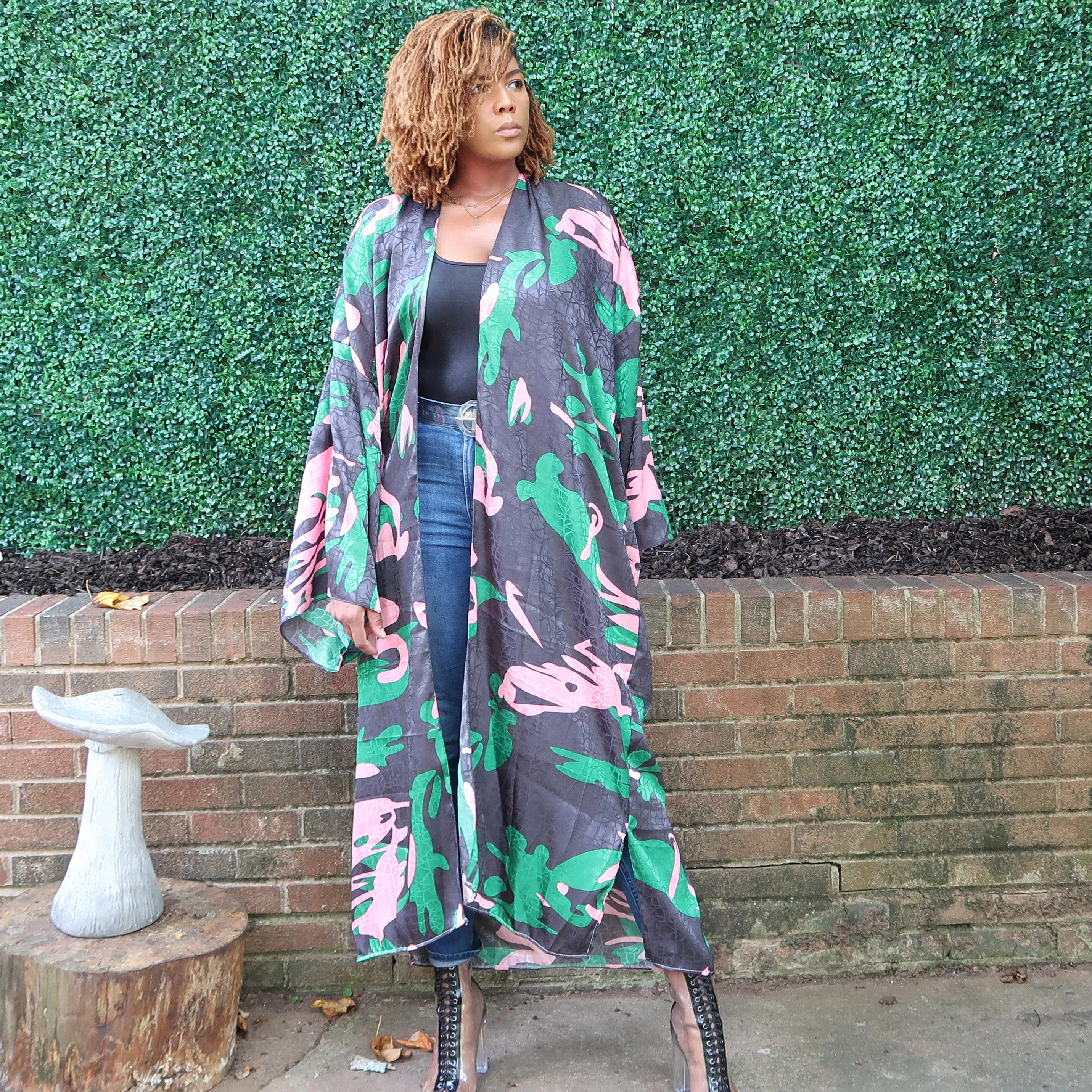 POISON IVY | Luxury Japanese Kimono Robe (Open Front) | Long Kimono