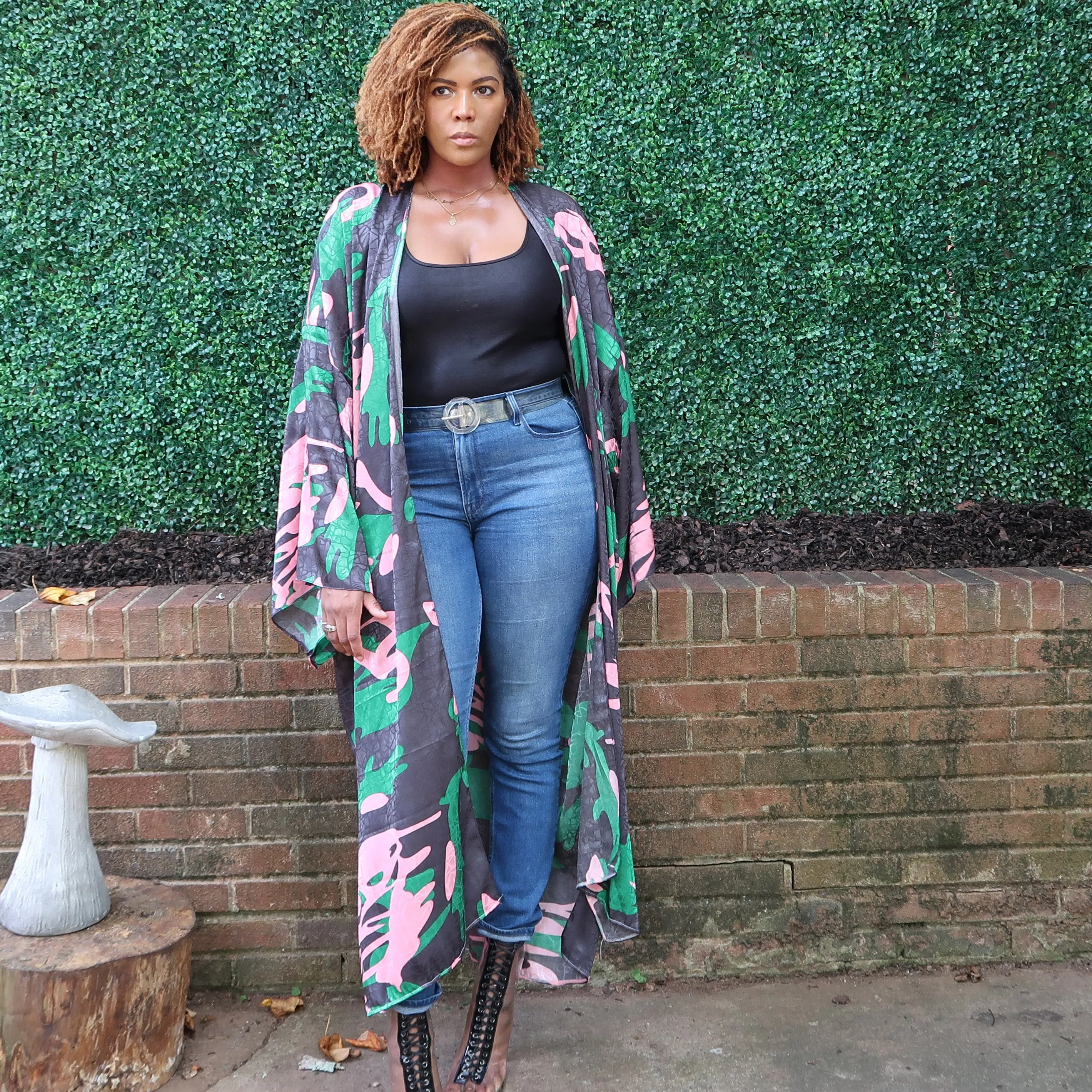 POISON IVY | Luxury Japanese Kimono Robe (Open Front) | Long Kimono