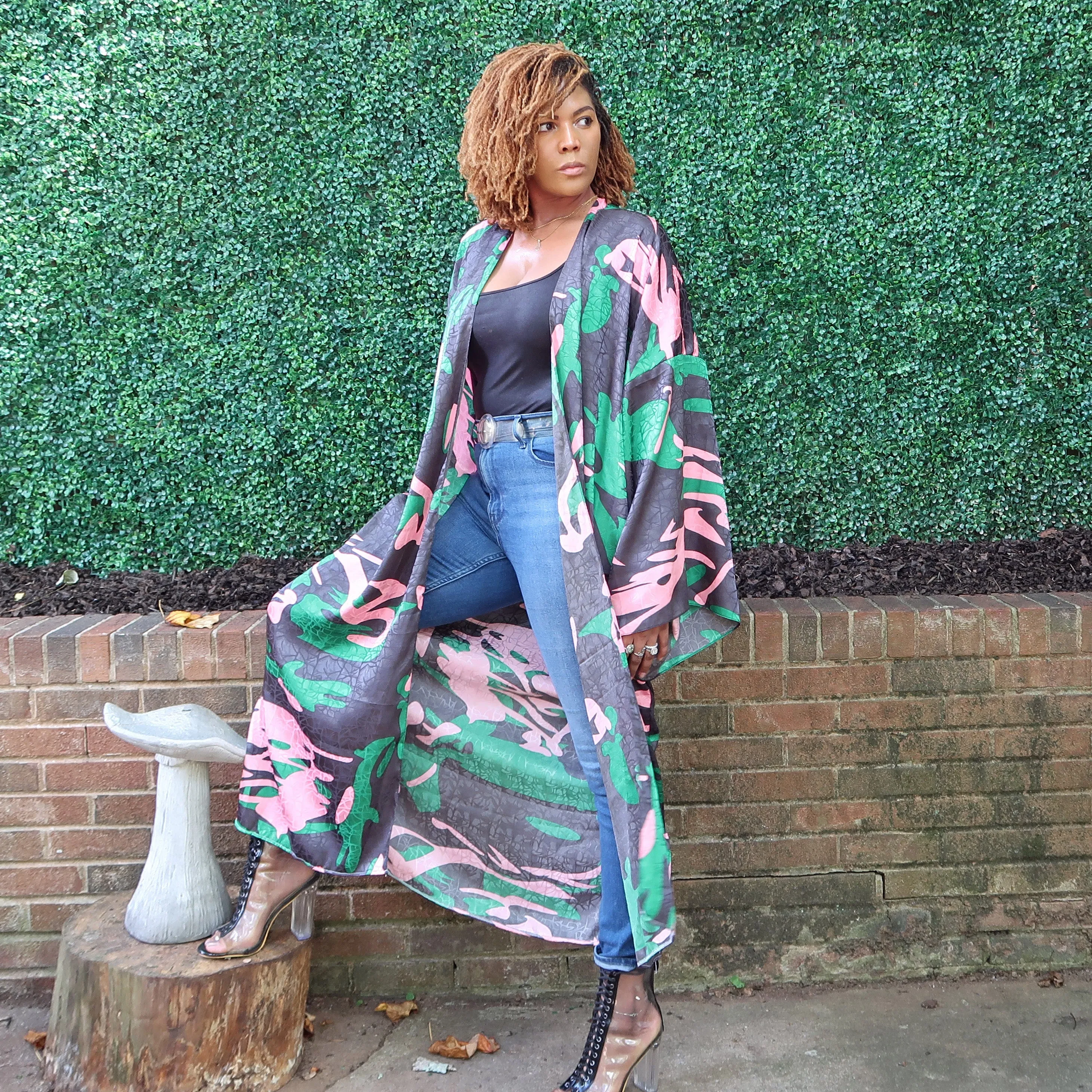POISON IVY | Luxury Japanese Kimono Robe (Open Front) | Long Kimono