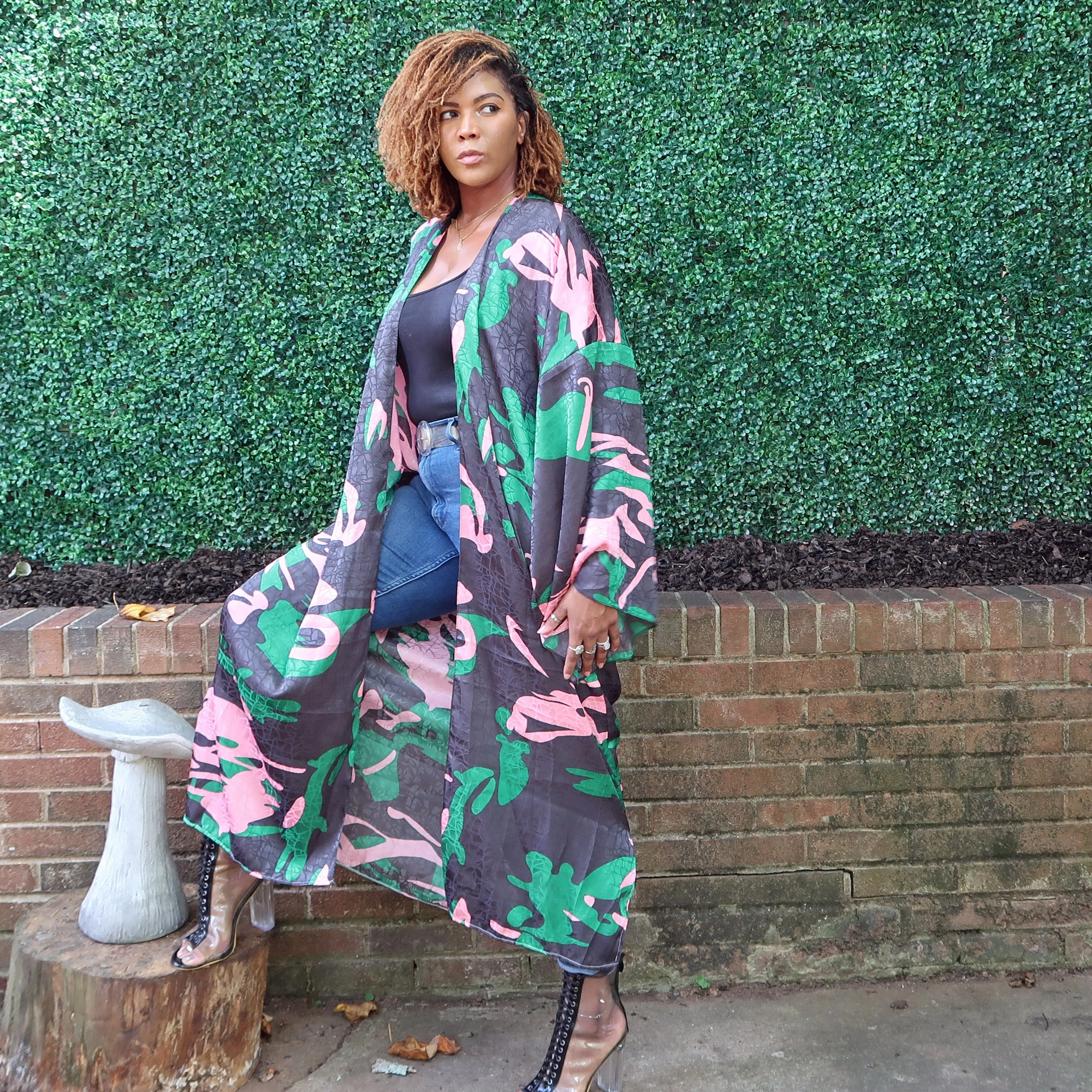 POISON IVY | Luxury Japanese Kimono Robe (Open Front) | Long Kimono