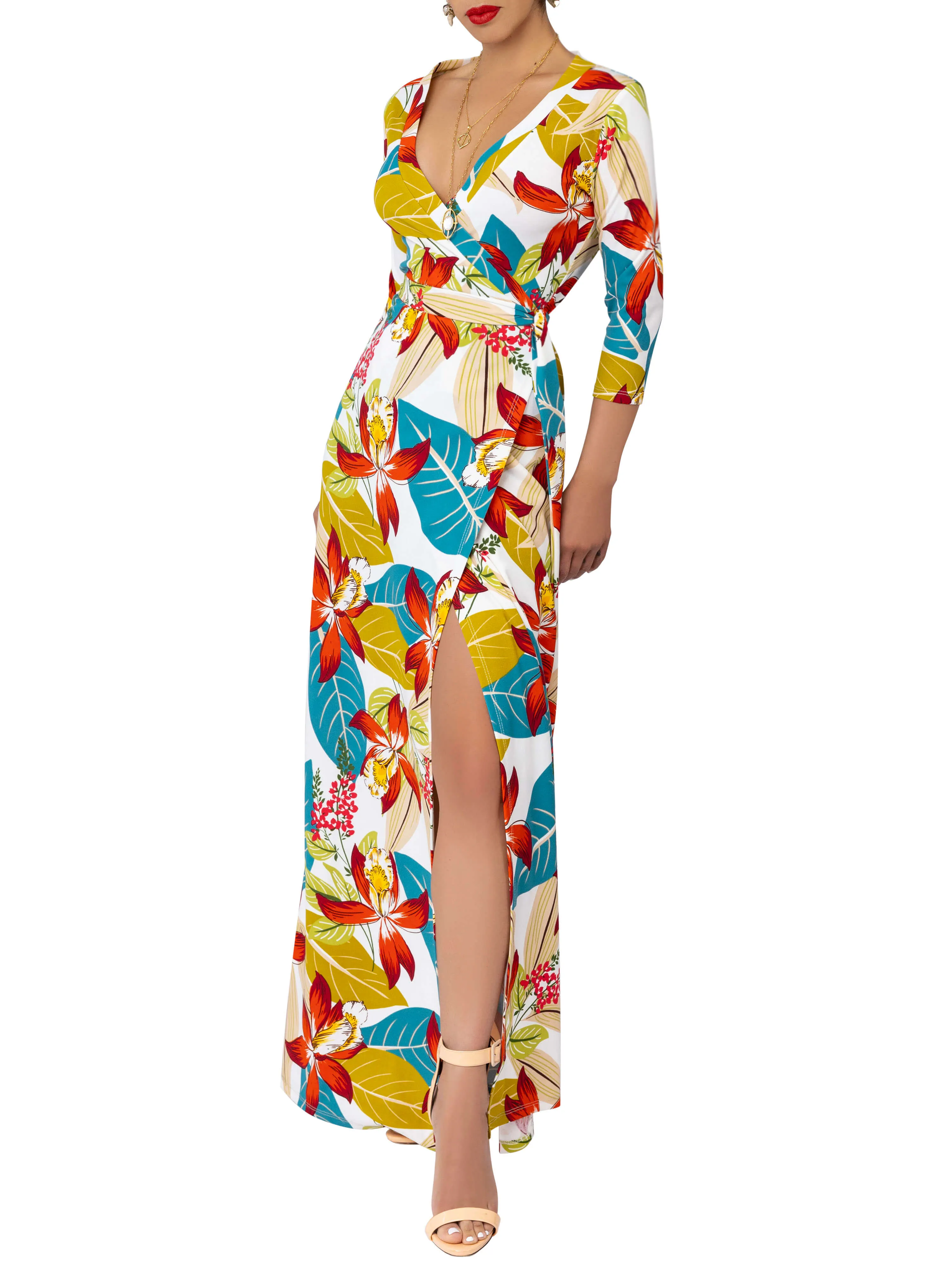 "Berries" Floral Maxi Wrap Dress