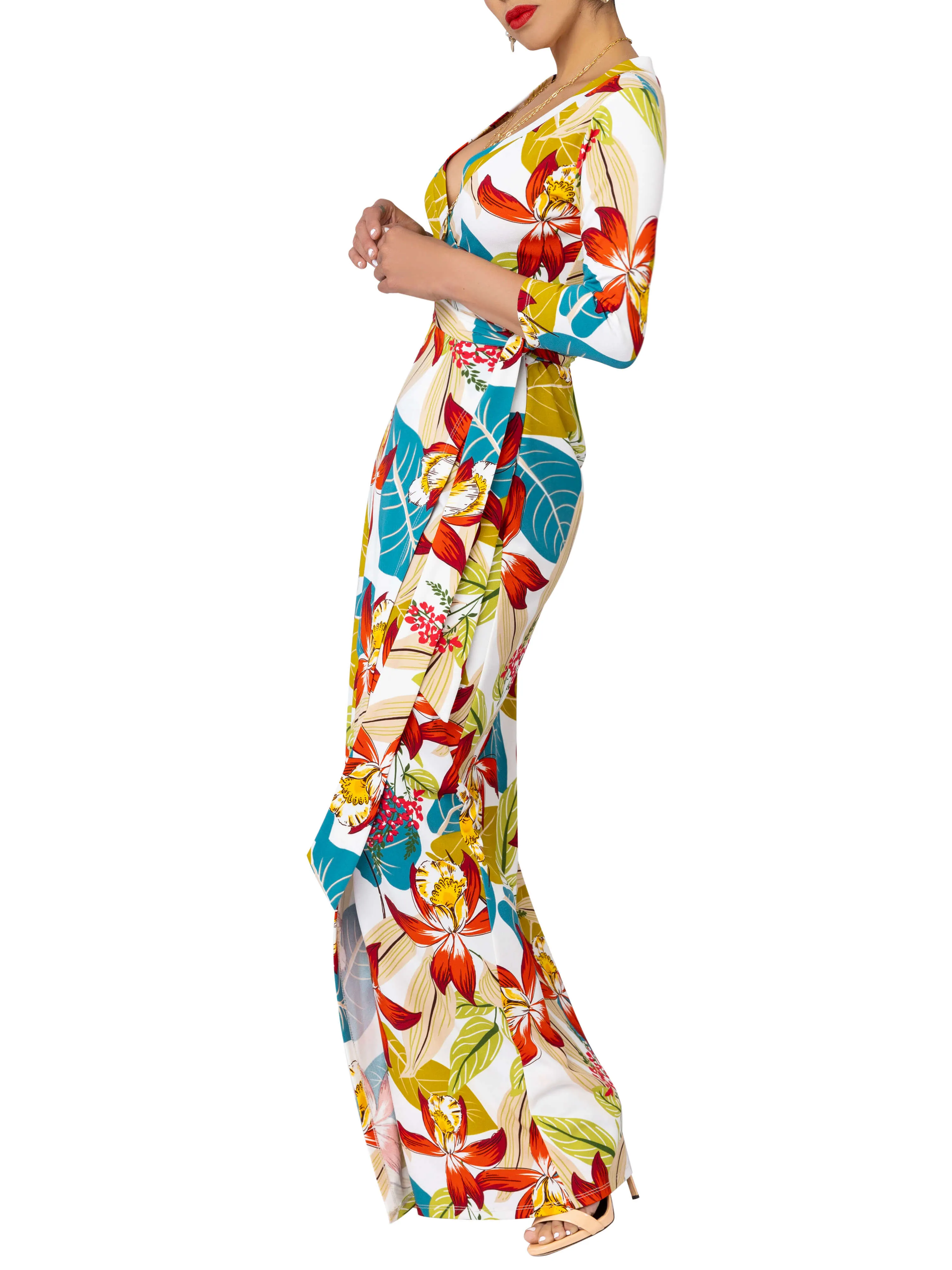 "Berries" Floral Maxi Wrap Dress