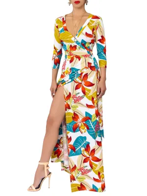 "Berries" Floral Maxi Wrap Dress