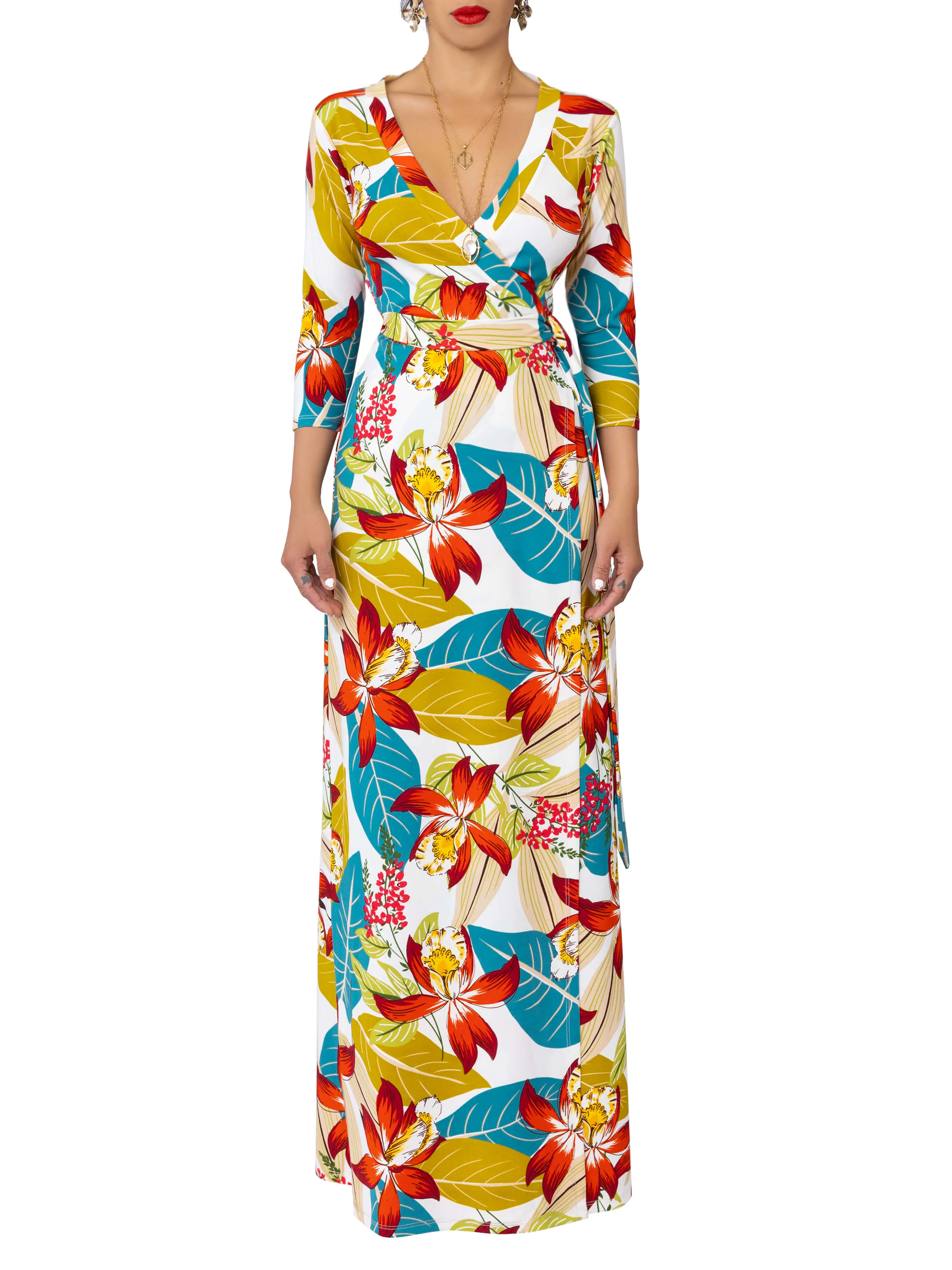 "Berries" Floral Maxi Wrap Dress