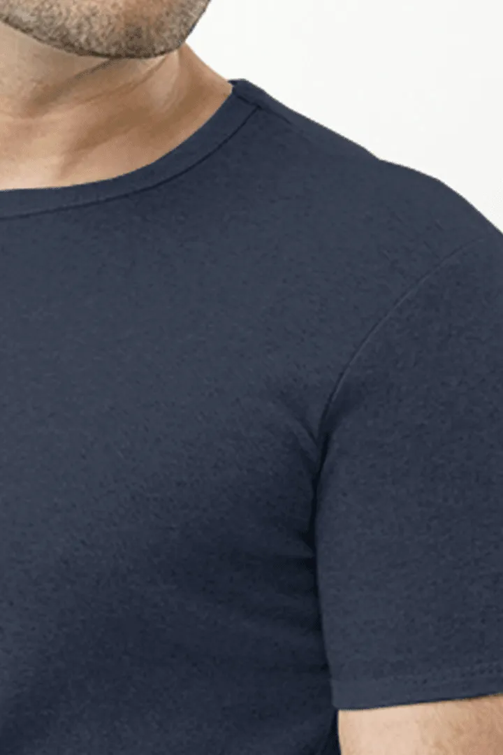 Ribbed Crewneck T-Shirt – Navy Blue