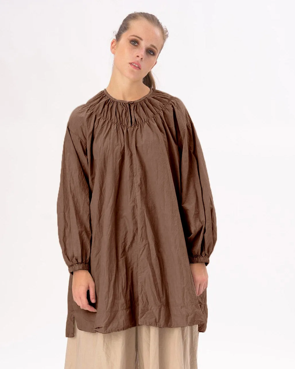 Ruffled Neck Organic Cotton Tunic