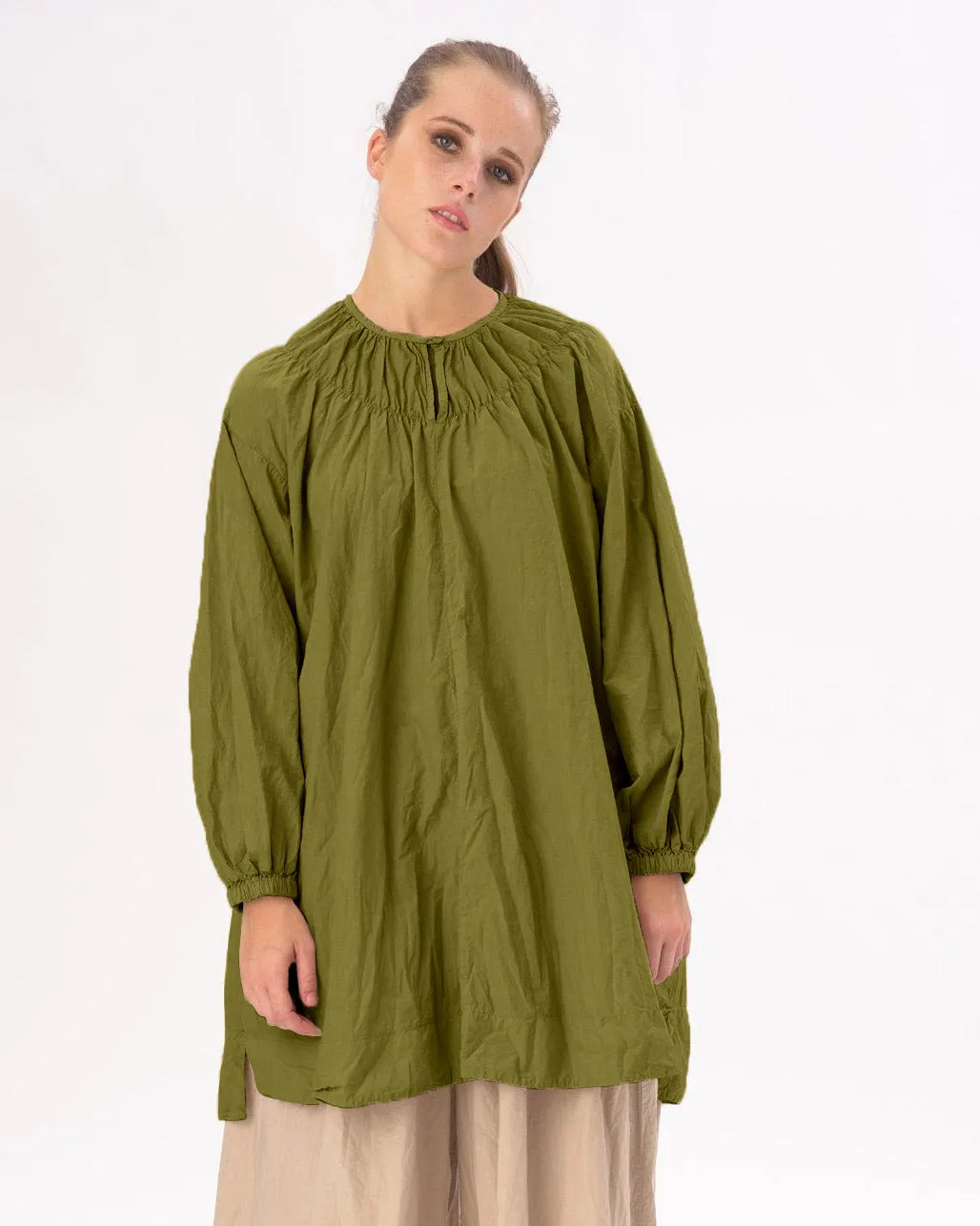 Ruffled Neck Organic Cotton Tunic