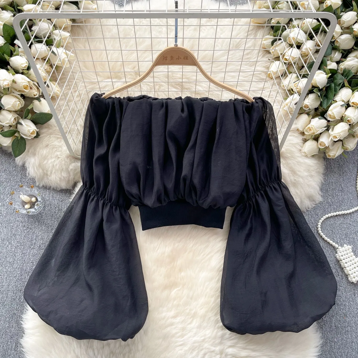 Sexy Off-shoulder Ruffled Chiffon Top