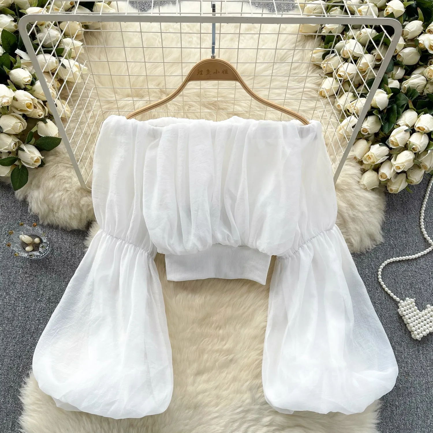 Sexy Off-shoulder Ruffled Chiffon Top