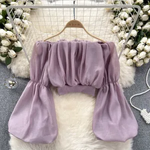 Sexy Off-shoulder Ruffled Chiffon Top