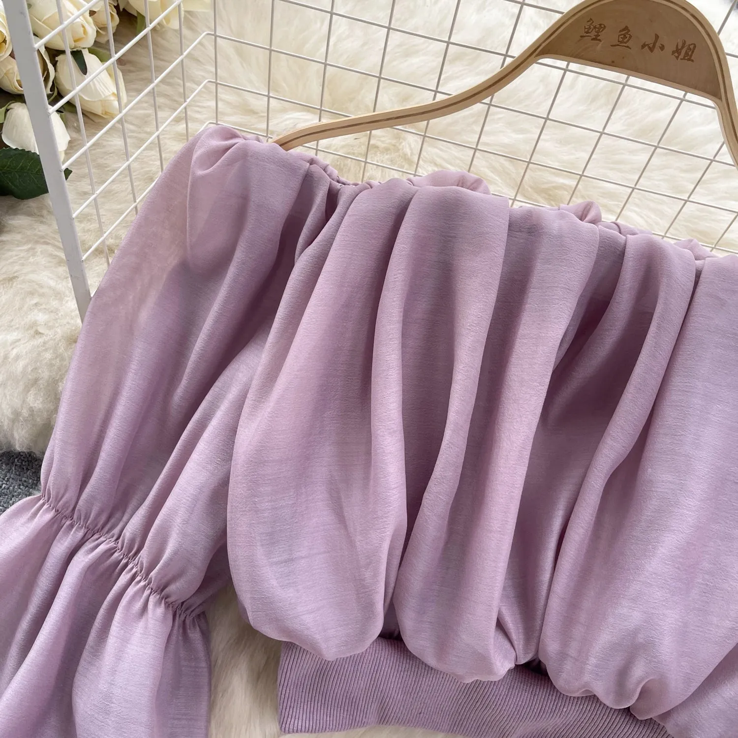 Sexy Off-shoulder Ruffled Chiffon Top