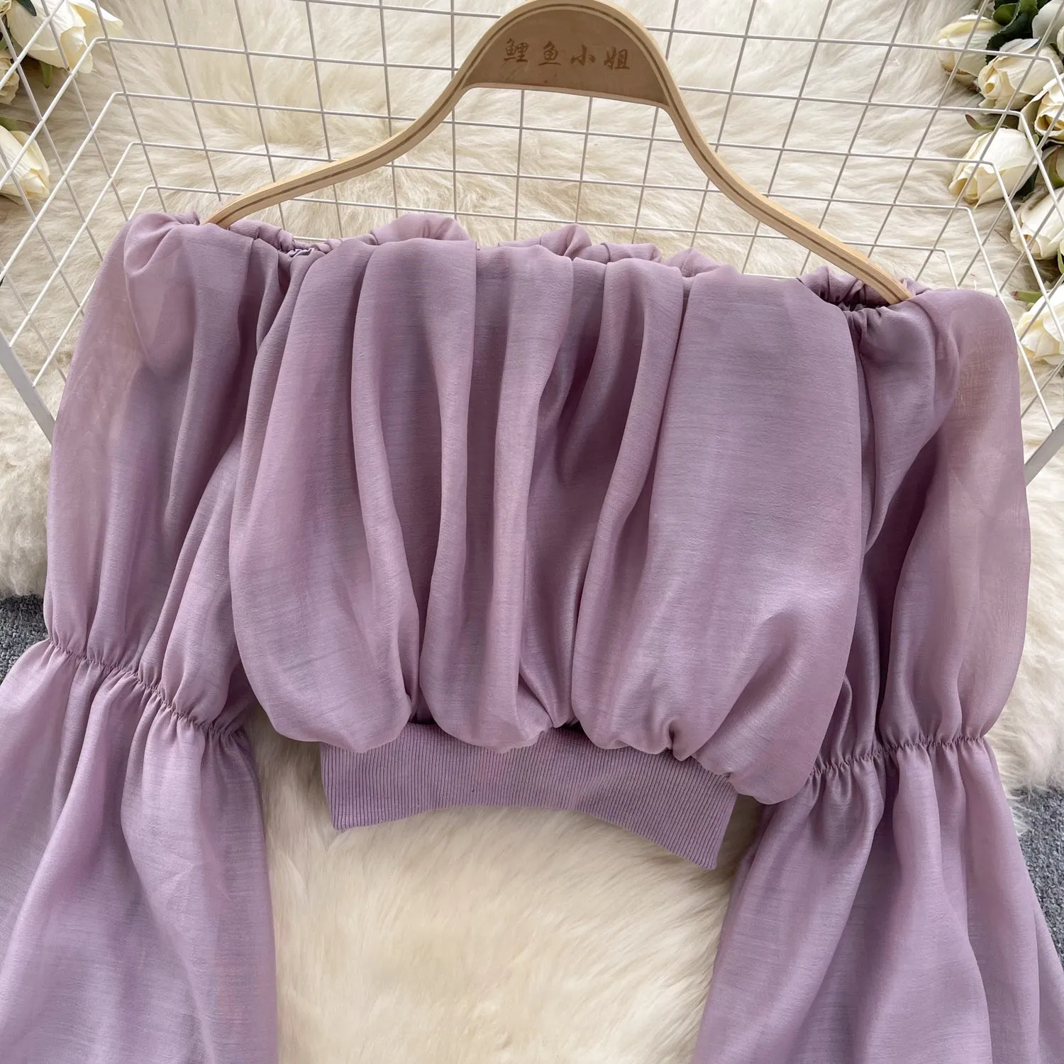 Sexy Off-shoulder Ruffled Chiffon Top