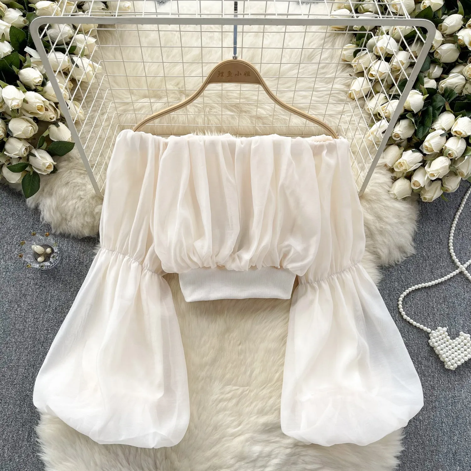 Sexy Off-shoulder Ruffled Chiffon Top