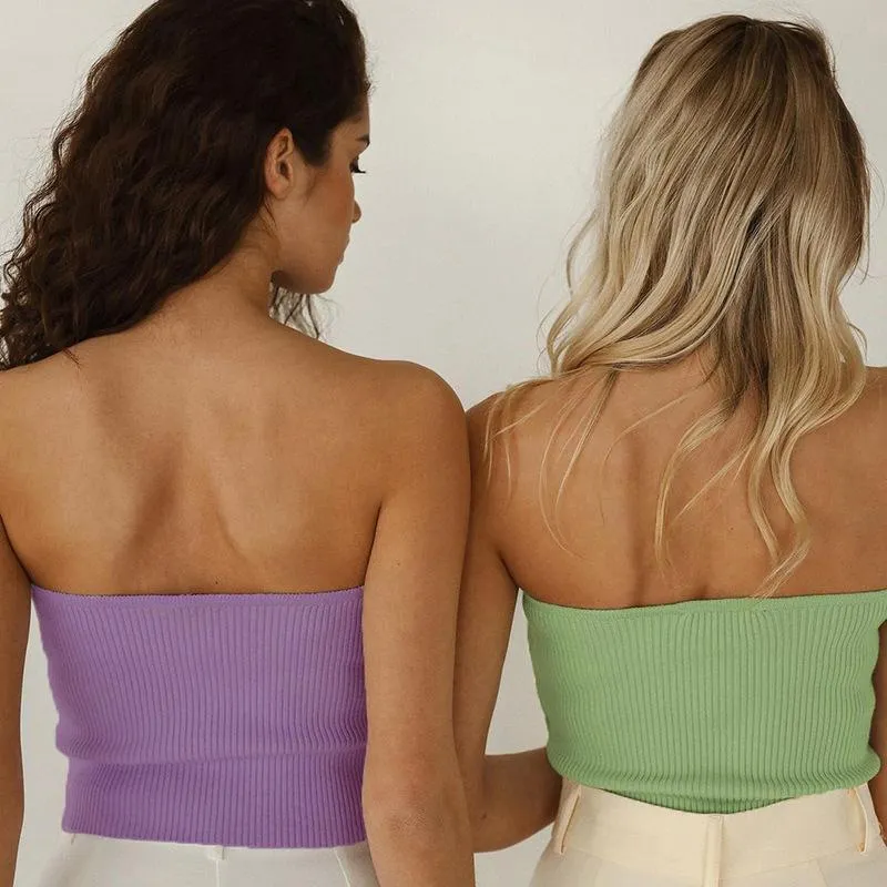 Sexy Slim Fit Off Shoulder Pure Color Ribbed Tube Women's Top Wholesale