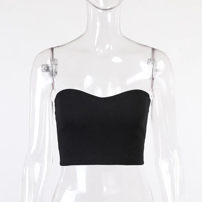 Sexy Slim Fit Off Shoulder Pure Color Ribbed Tube Women's Top Wholesale