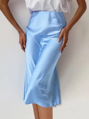 Solid Satin Midi Skirt