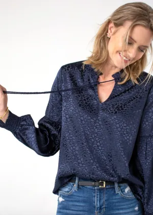 Tie Front Ruffle Neck