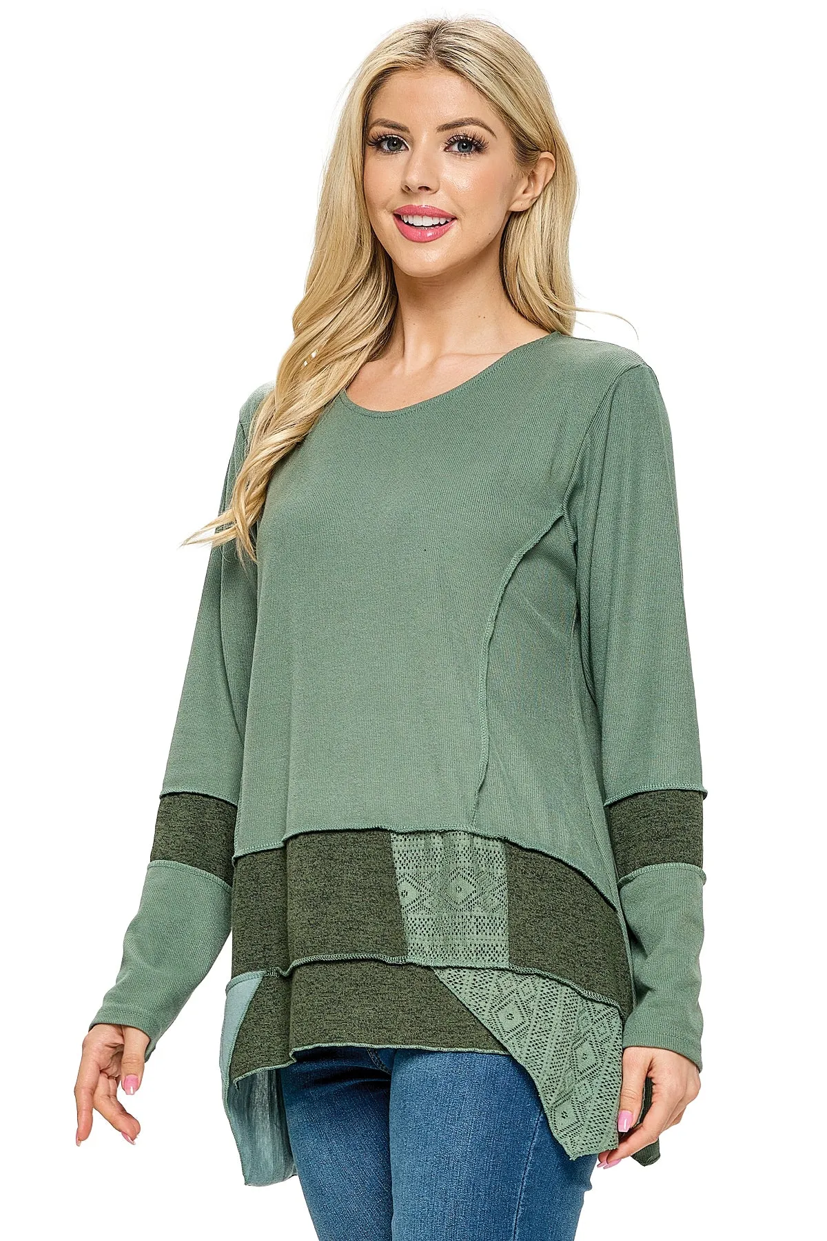 Tunic Top Boho Patchwork Casual Lace