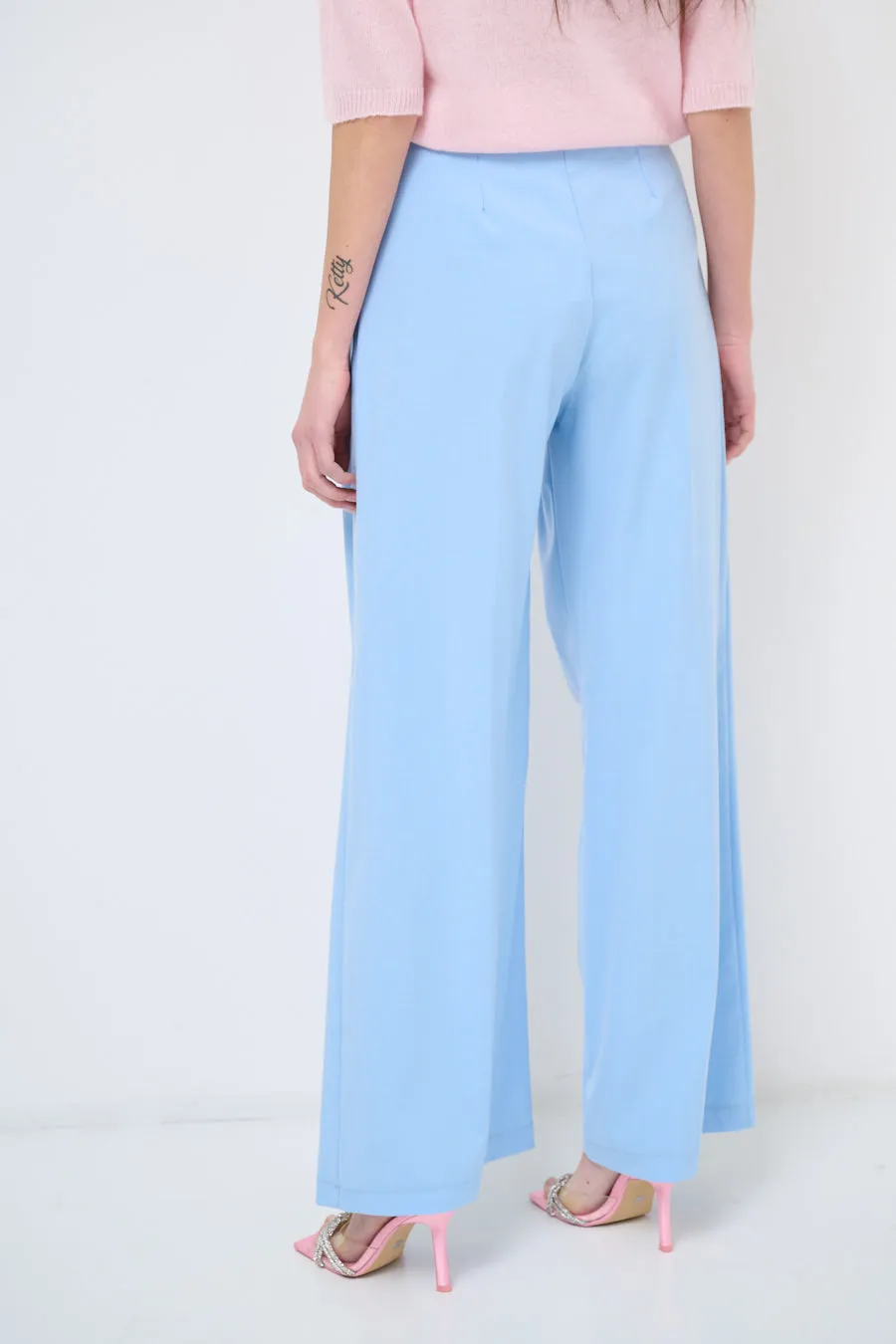 Wide-leg pleated trousers with high waist wholesale