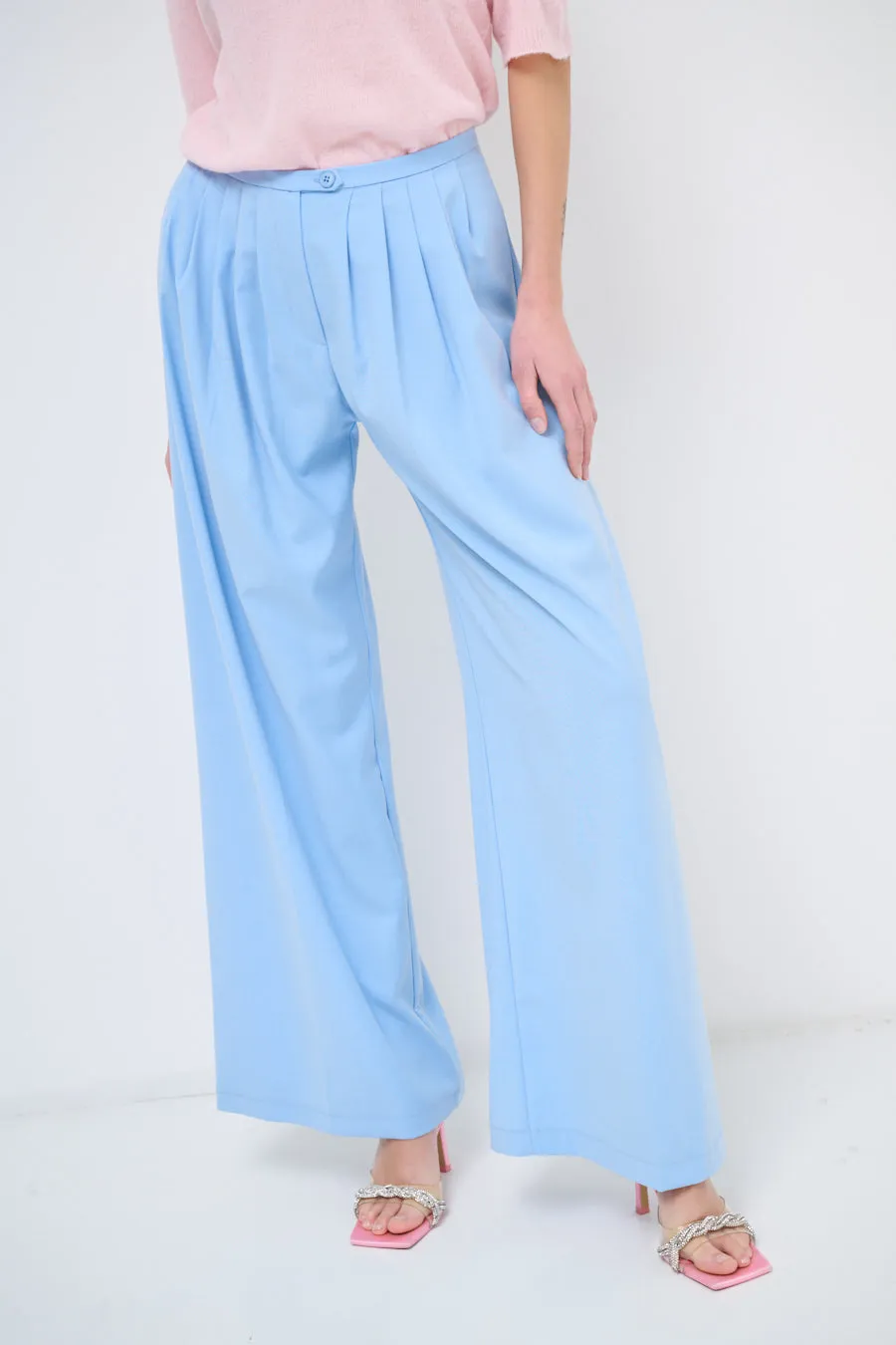 Wide-leg pleated trousers with high waist wholesale