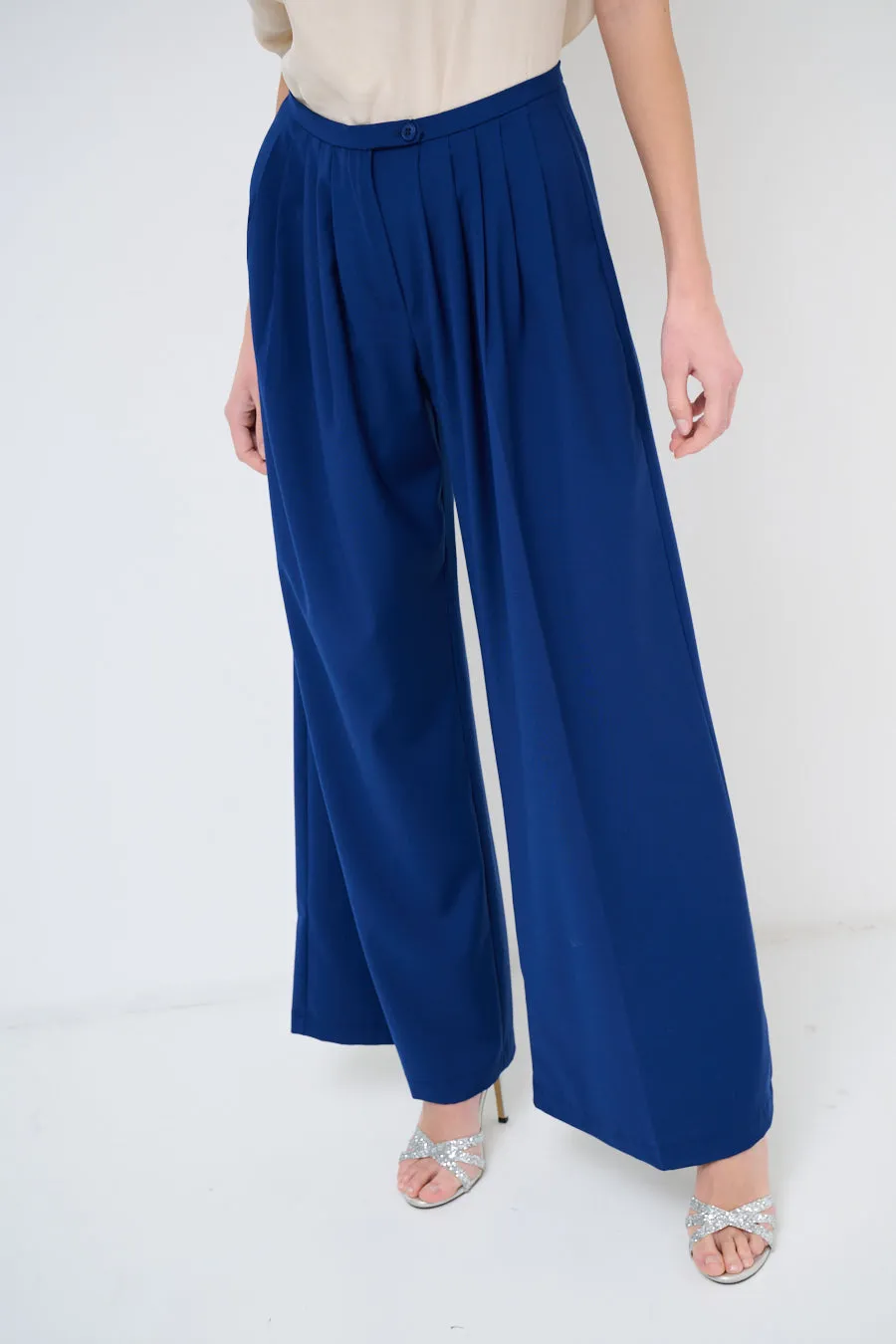 Wide-leg pleated trousers with high waist wholesale