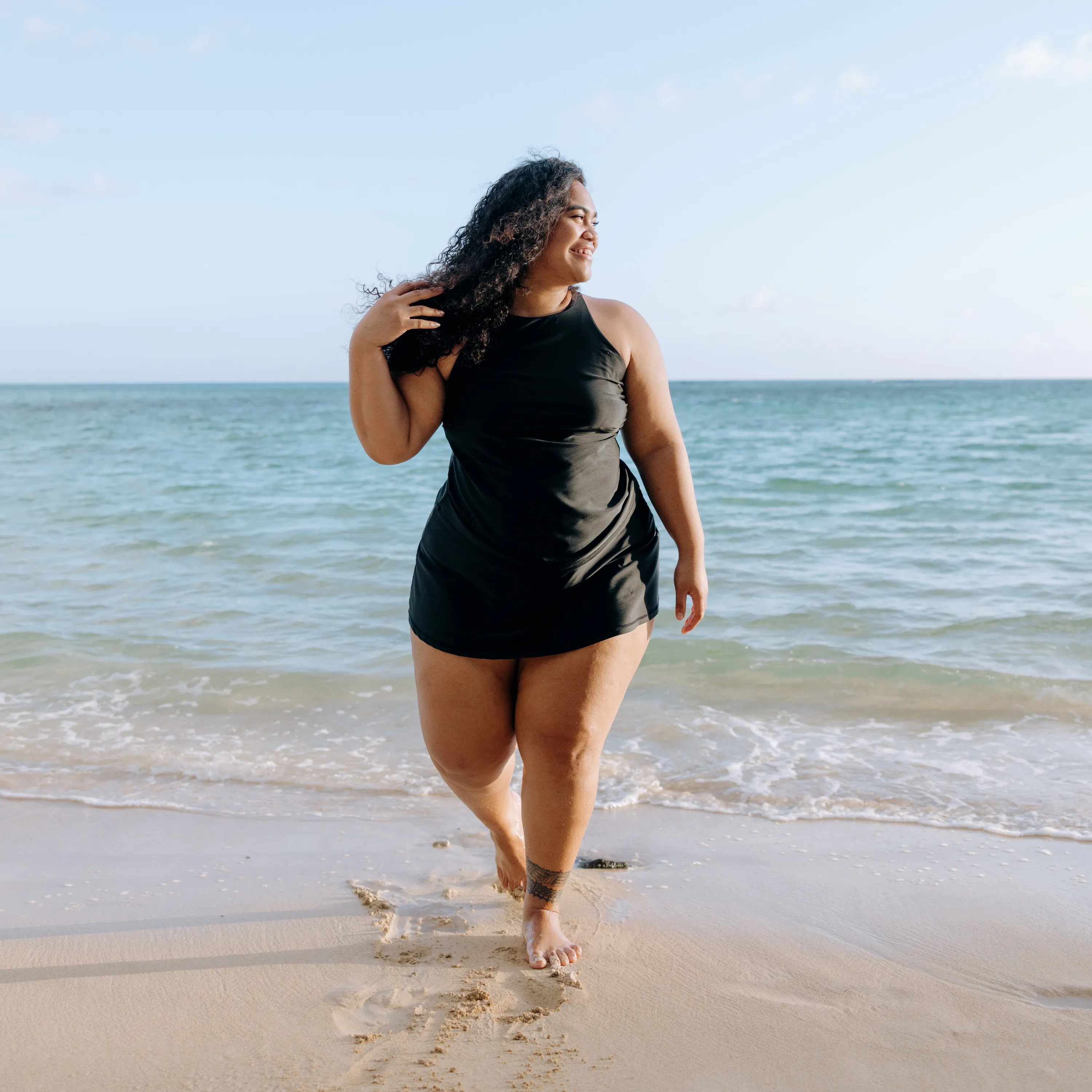 Women’s High Neck Fitted Tankini Top | “Black”
