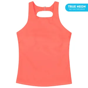 Women’s High Neck Fitted Tankini Top | “Neon Orange"
