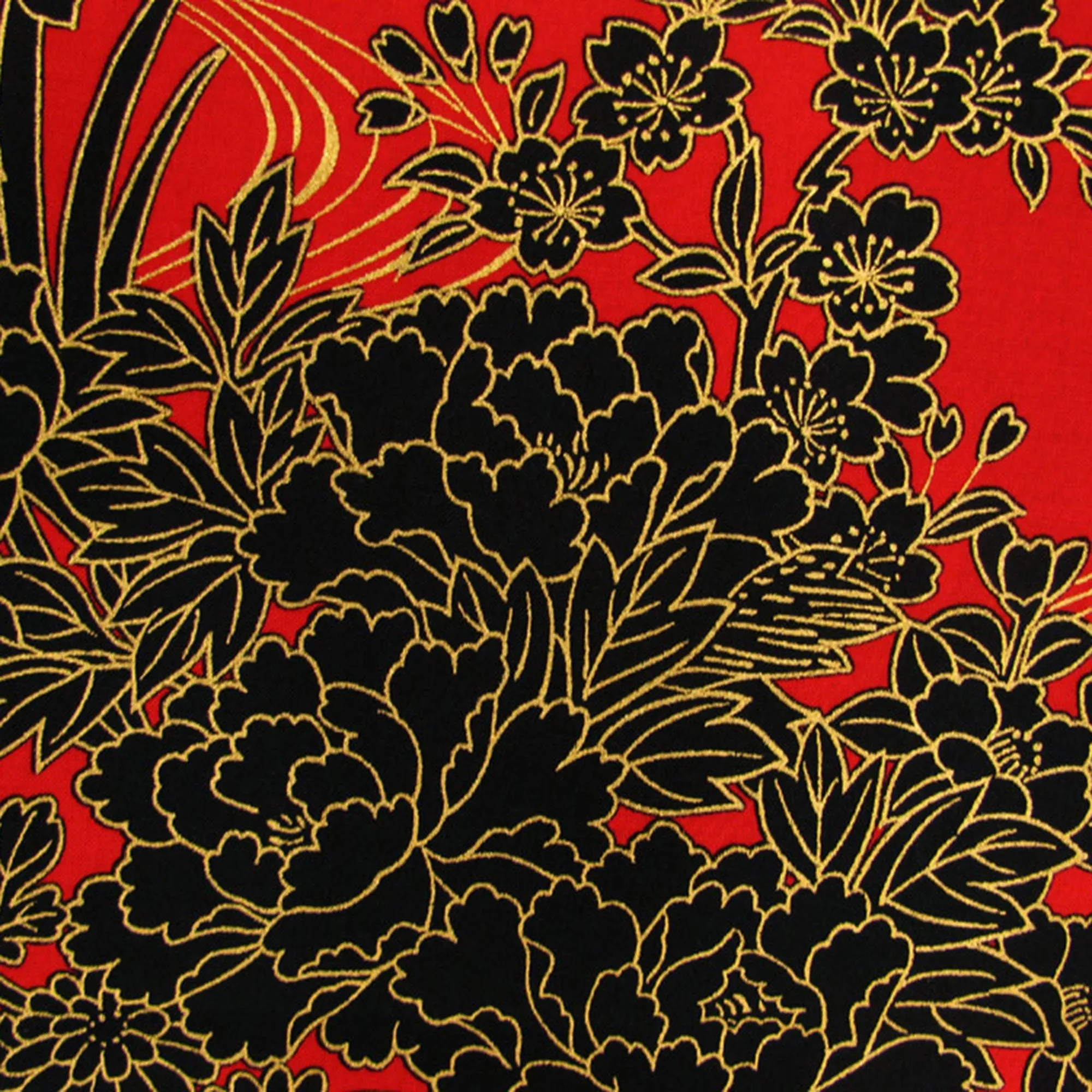 Women's Yukata Robe Japanese Summer Kimono - Flowing Peony Red