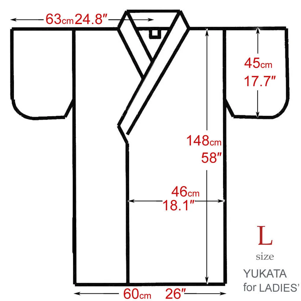 Women's Yukata Robe Japanese Summer Kimono - Iris & Flowing Water Navy